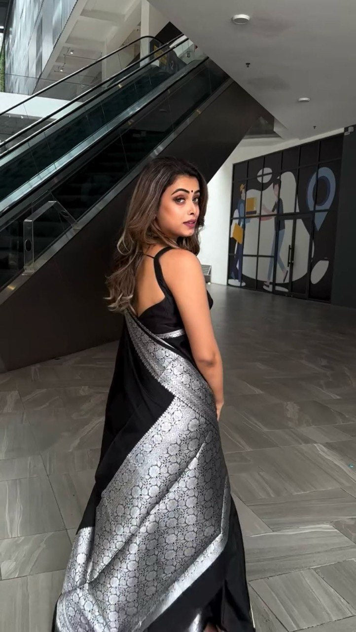 Black Wedding Wear Kota Silk Saree