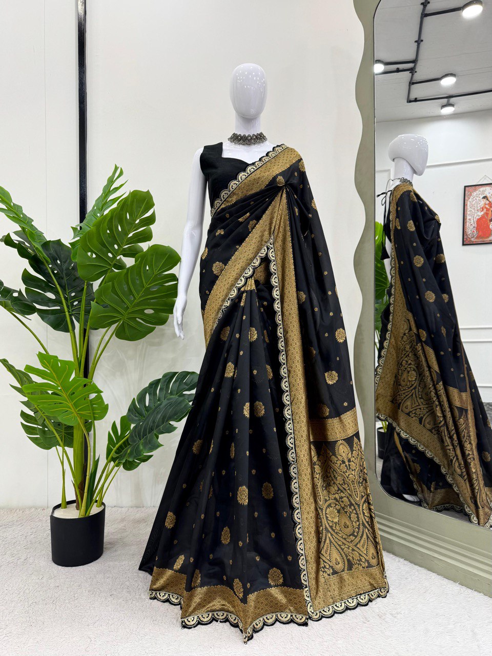 Black Wedding Wear Kota Silk Saree