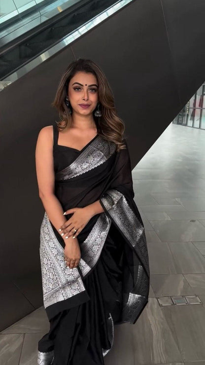 Black Wedding Wear Kota Silk Saree