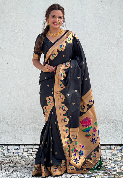 Black Wedding Wear Paithani Saree