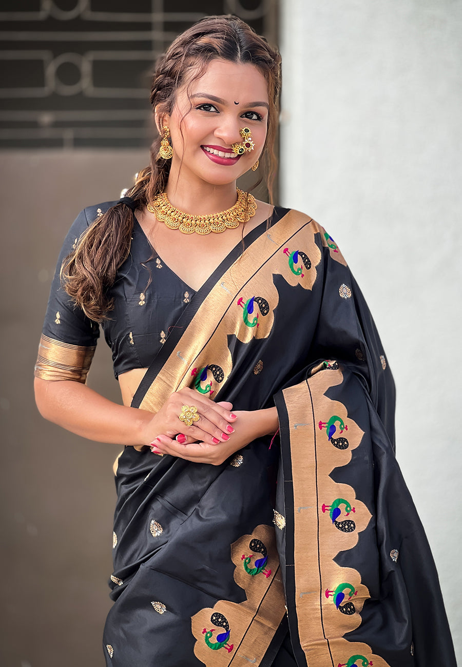 Black Wedding Wear Paithani Saree