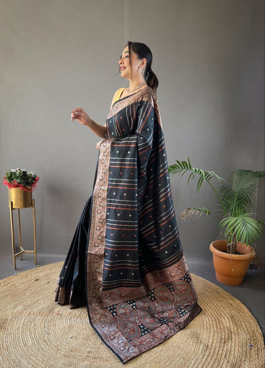 Black Wedding Wear Silk Saree