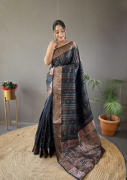 Black Wedding Wear Silk Saree