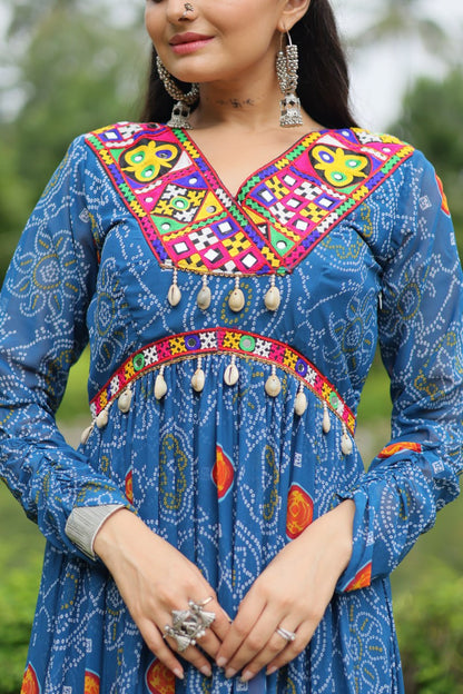 Blue Designer Navaratri Wear Gown Dress