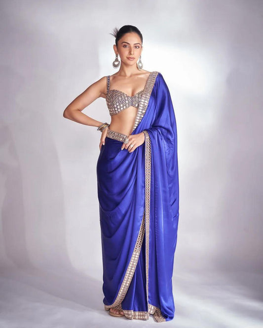 Blue Party Wear Bollywood Rangoli Silk Saree | Clone Design