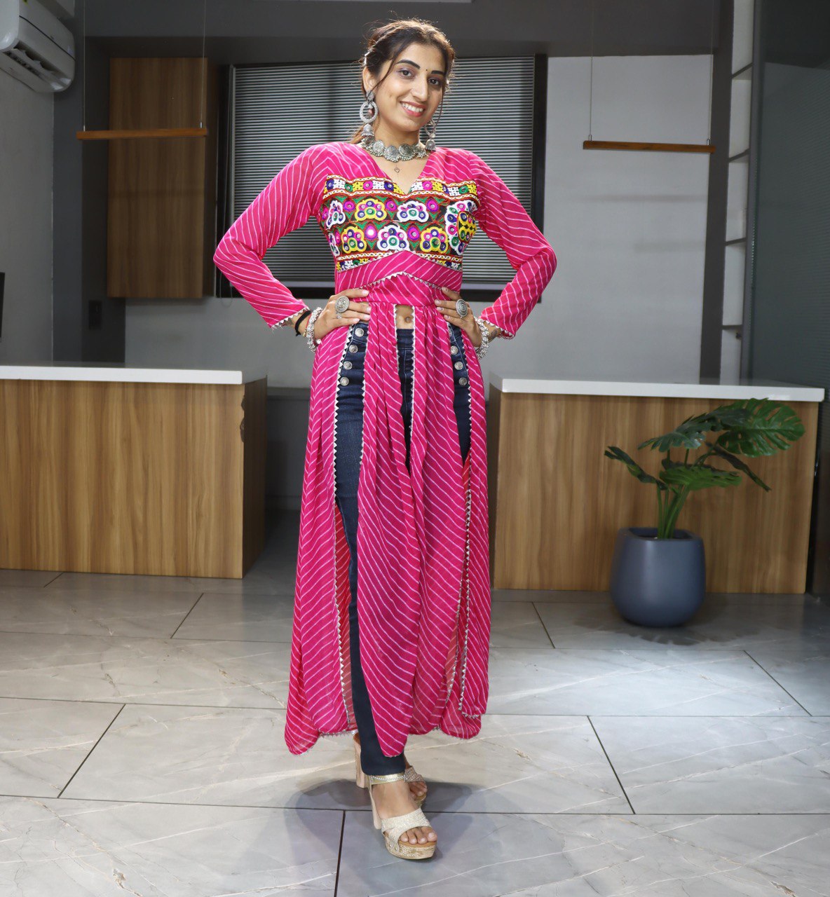 Pink Stylish New Designer Navaratri Wear Kurti