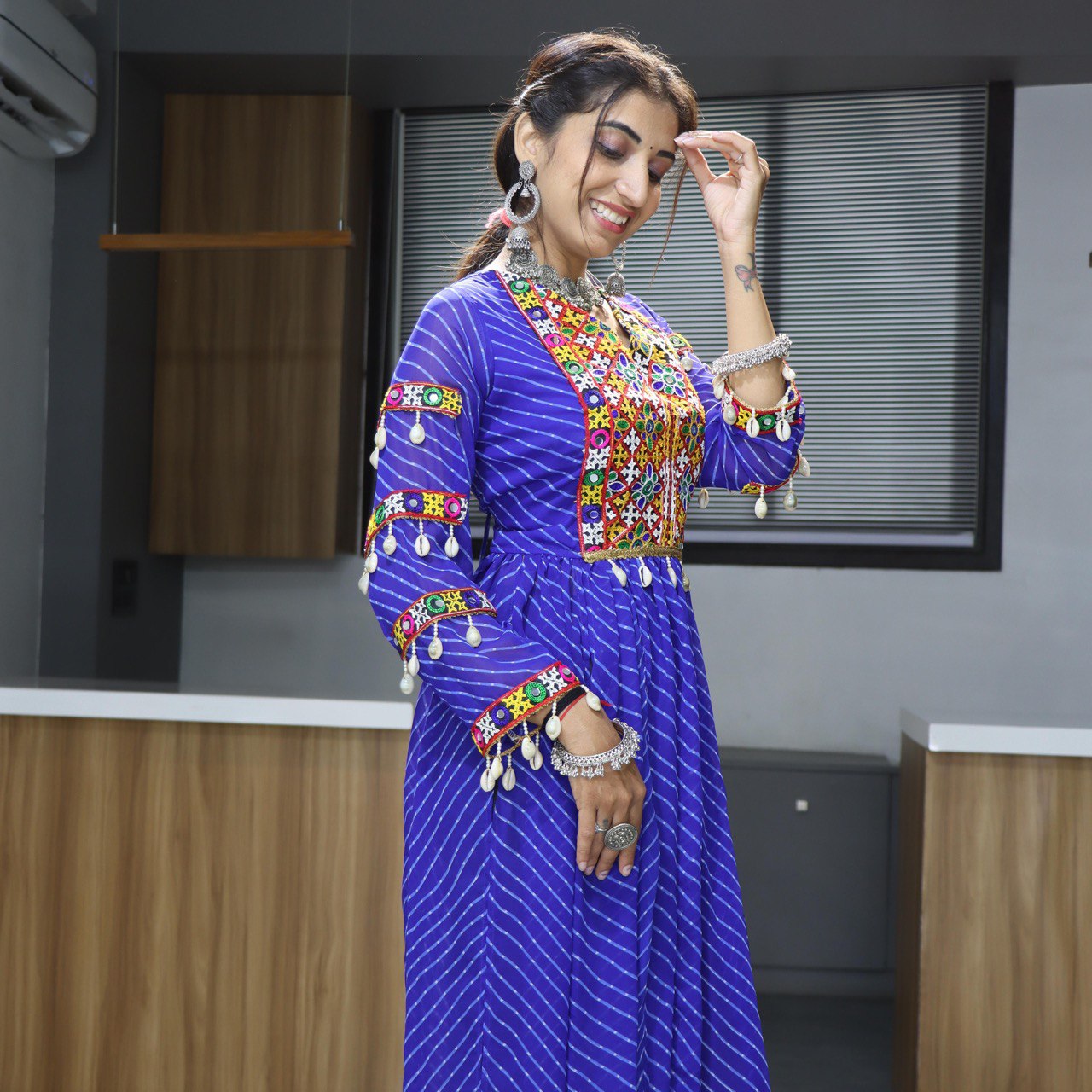Blue Stylish New Designer Navaratri Wear Kurti