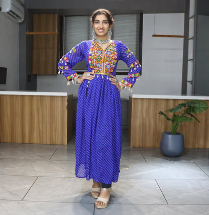 Blue Stylish New Designer Navaratri Wear Kurti