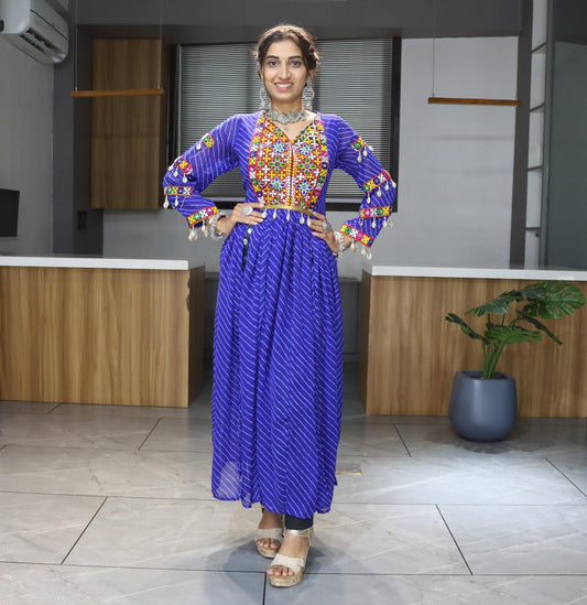 Blue Stylish New Designer Navaratri Wear Kurti