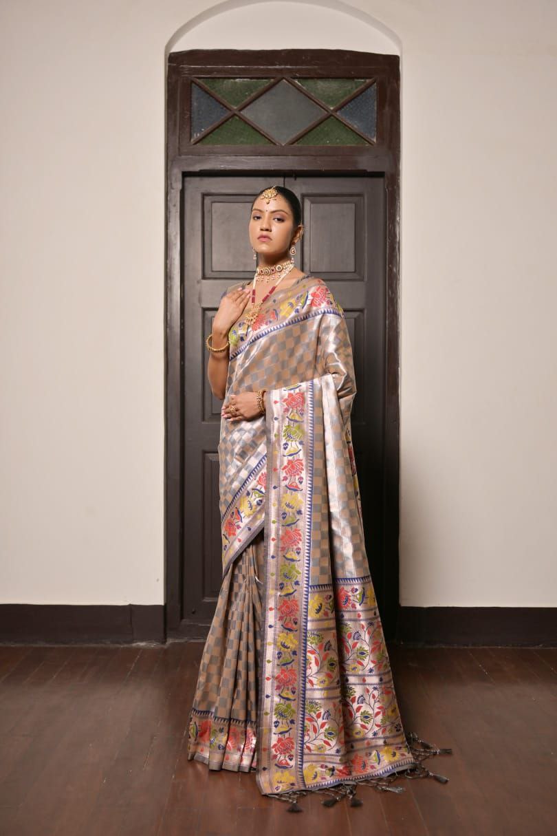 Blue Traditional Paithani Silk Saree