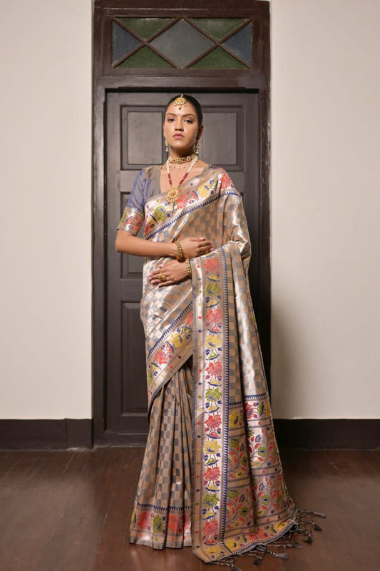 Blue Traditional Paithani Silk Saree