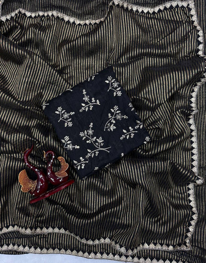 Bollywood Celeb Look Gold Zari Line Tissue Saree | Clone Design