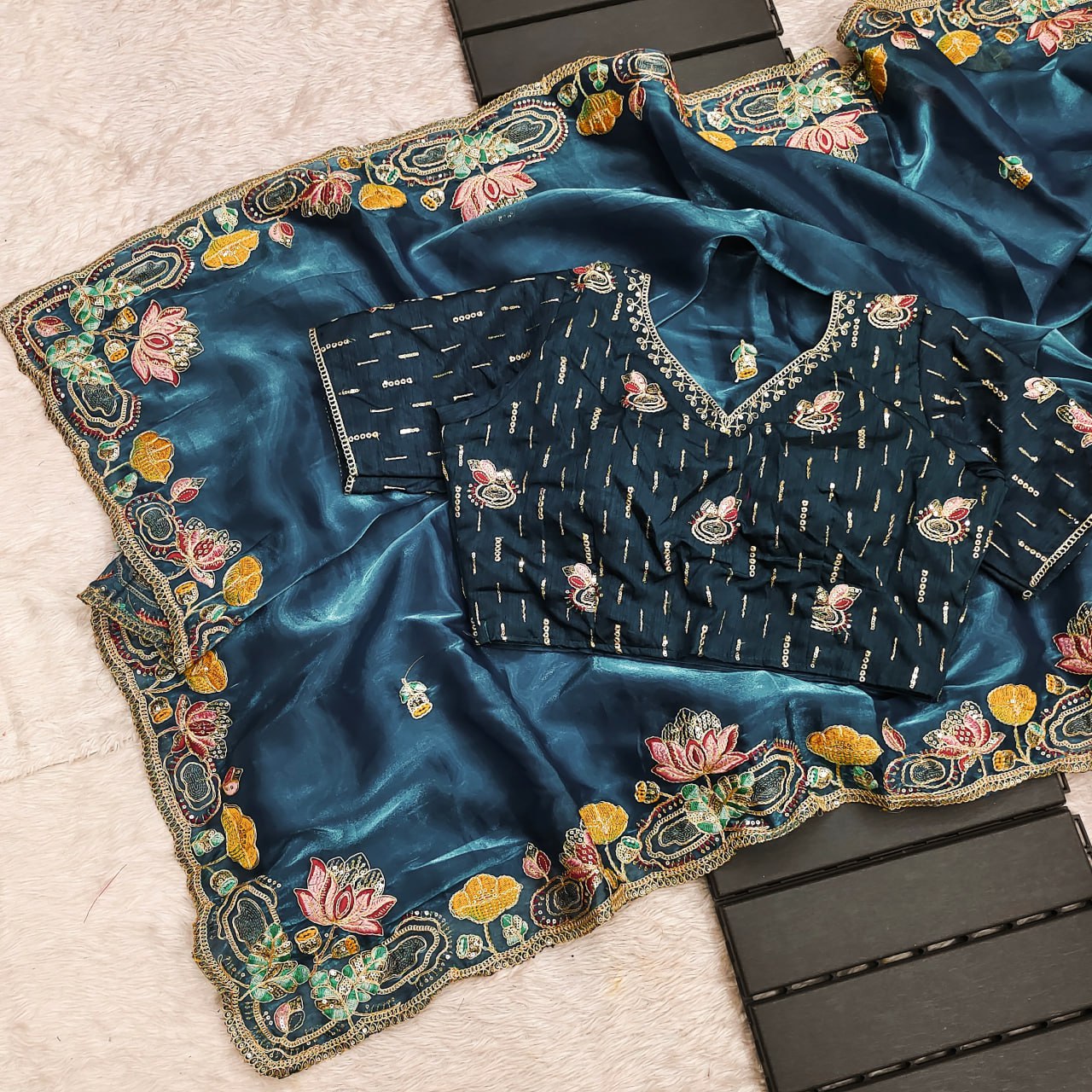 Bollywood Jimmy Choo Silk Saree | Replica Design