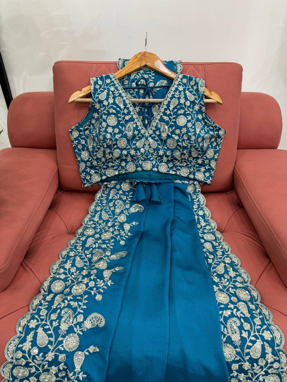 Bollywood Party Wear Chinon Silk Saree