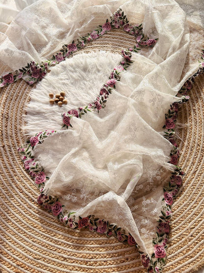 Chikankari Worked Organza Silk Saree