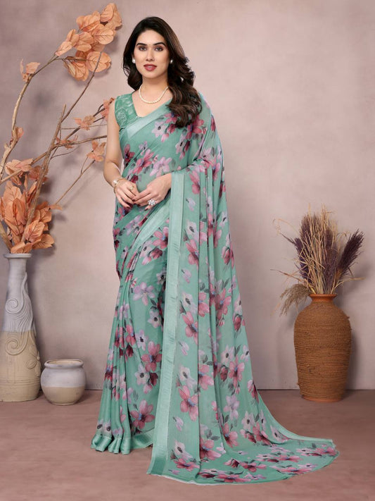 Daily Wear Bright Moss Silk Saree