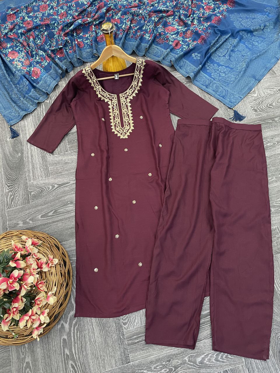 Designer Chanderi Silk Kurta Set With Dupatta