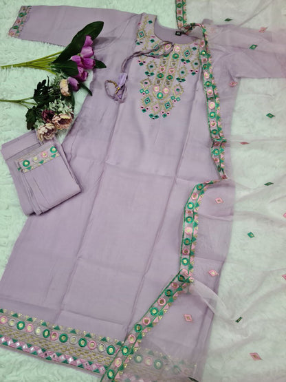 Designer Chanderi Silk Kurta Set With Dupatta