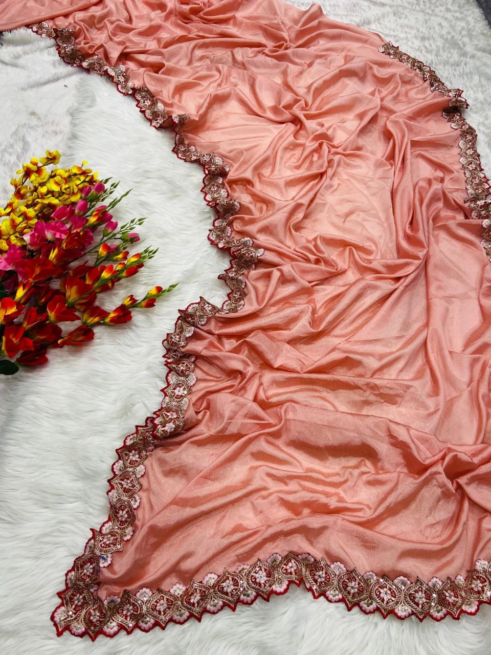 Designer Wedding Wear Chiffon Silk Saree