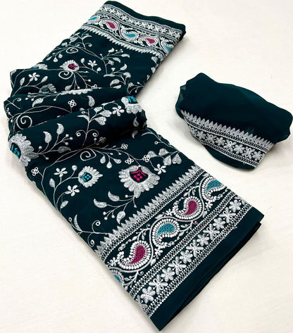 Designer Chikankari Worked Georgette Saree