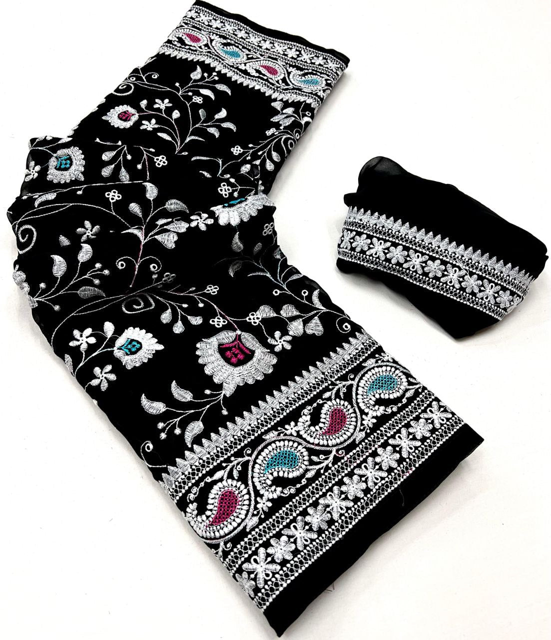 Designer Chikankari Worked Georgette Saree