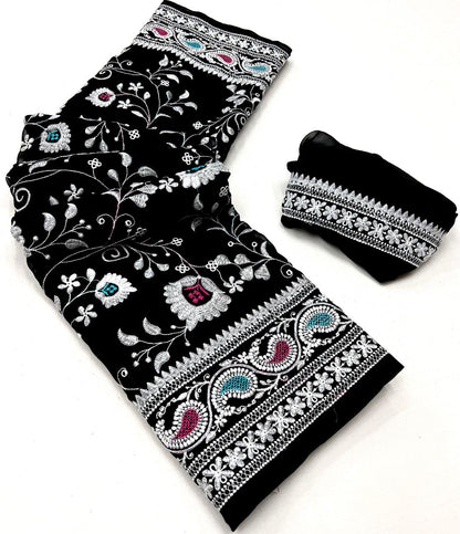 Designer Chikankari Worked Georgette Saree