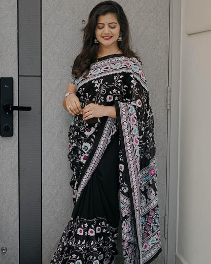 Designer Chikankari Worked Georgette Saree