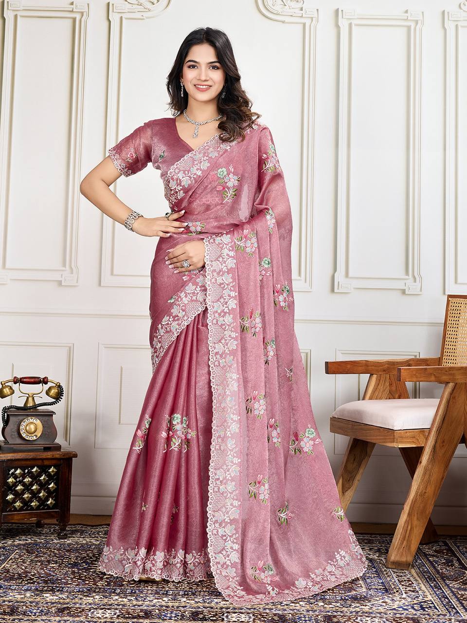 Designer Crunchy Silk Saree