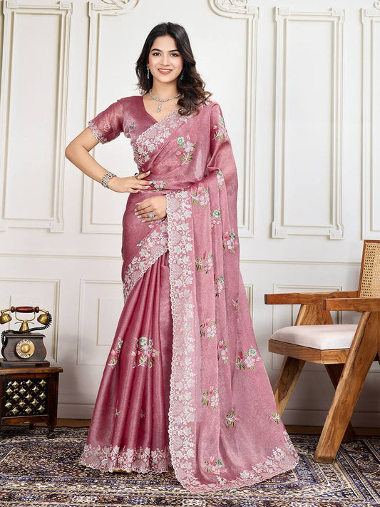 Designer Crunchy Silk Saree