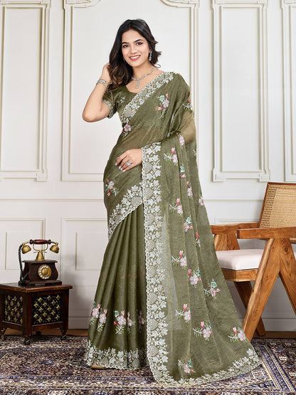 Designer Crunchy Silk Saree