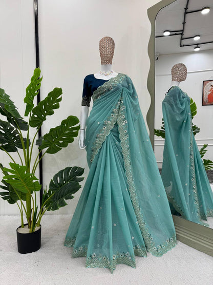 Designer Crunchy Silk Saree For Wedding