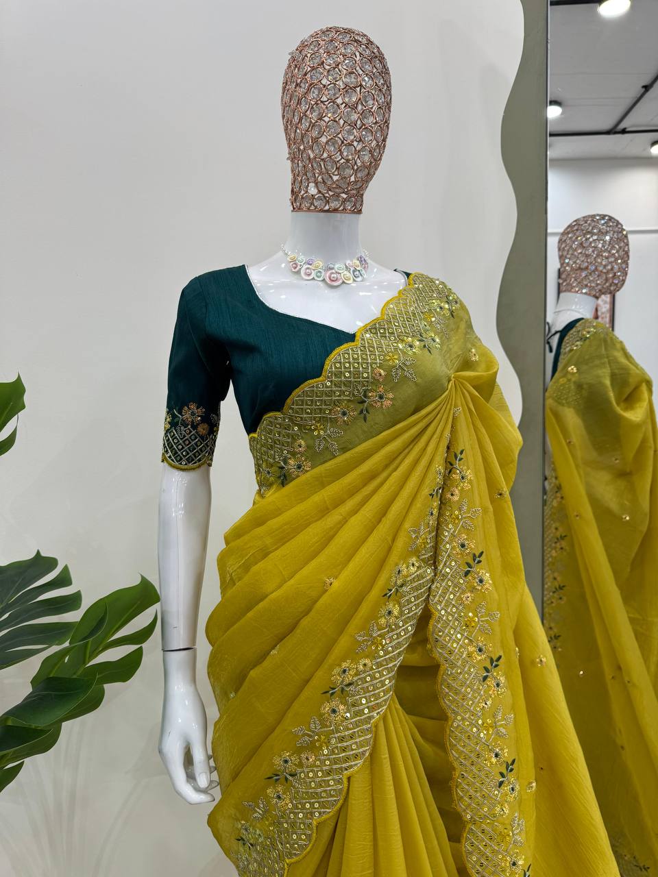 Designer Crunchy Silk Saree For Wedding