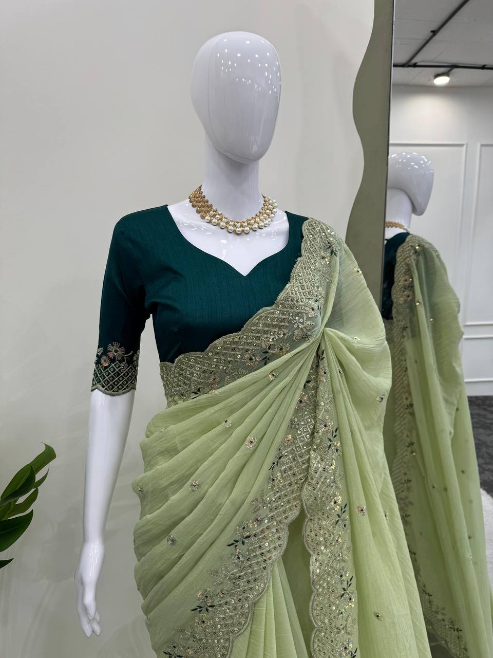 Designer Crunchy Silk Saree For Wedding