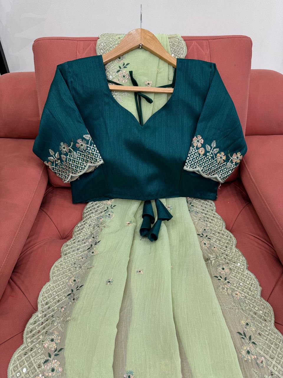 Designer Crunchy Silk Saree For Wedding