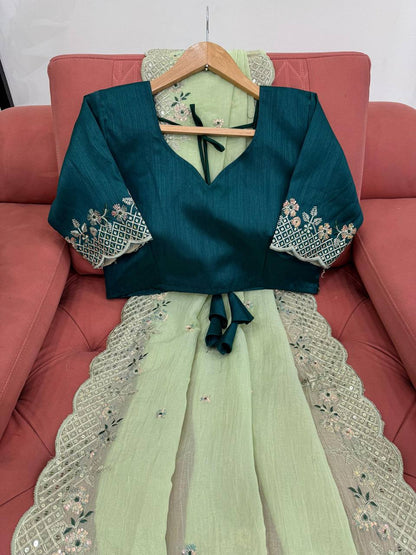 Designer Crunchy Silk Saree For Wedding