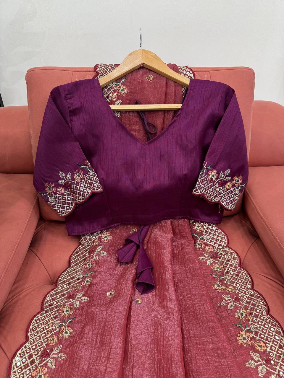 Designer Crunchy Silk Saree For Wedding