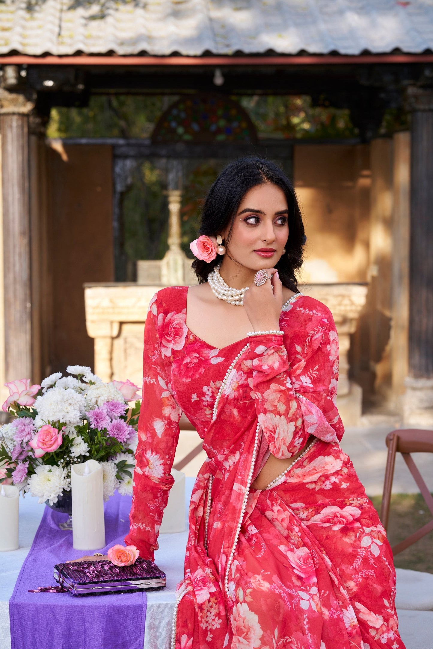 Designer Floral Weightless Marble Saree