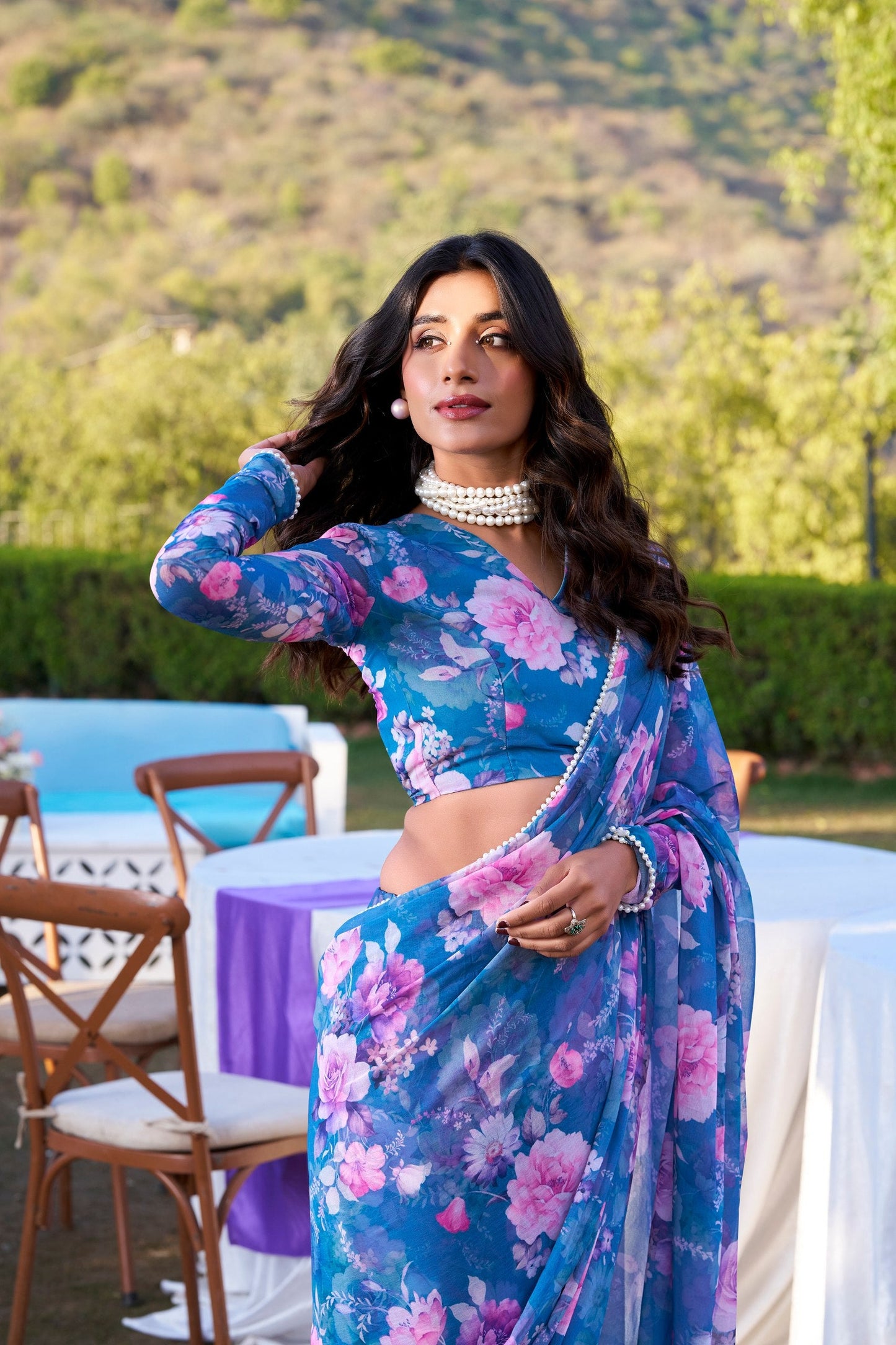 Designer Floral Weightless Marble Saree