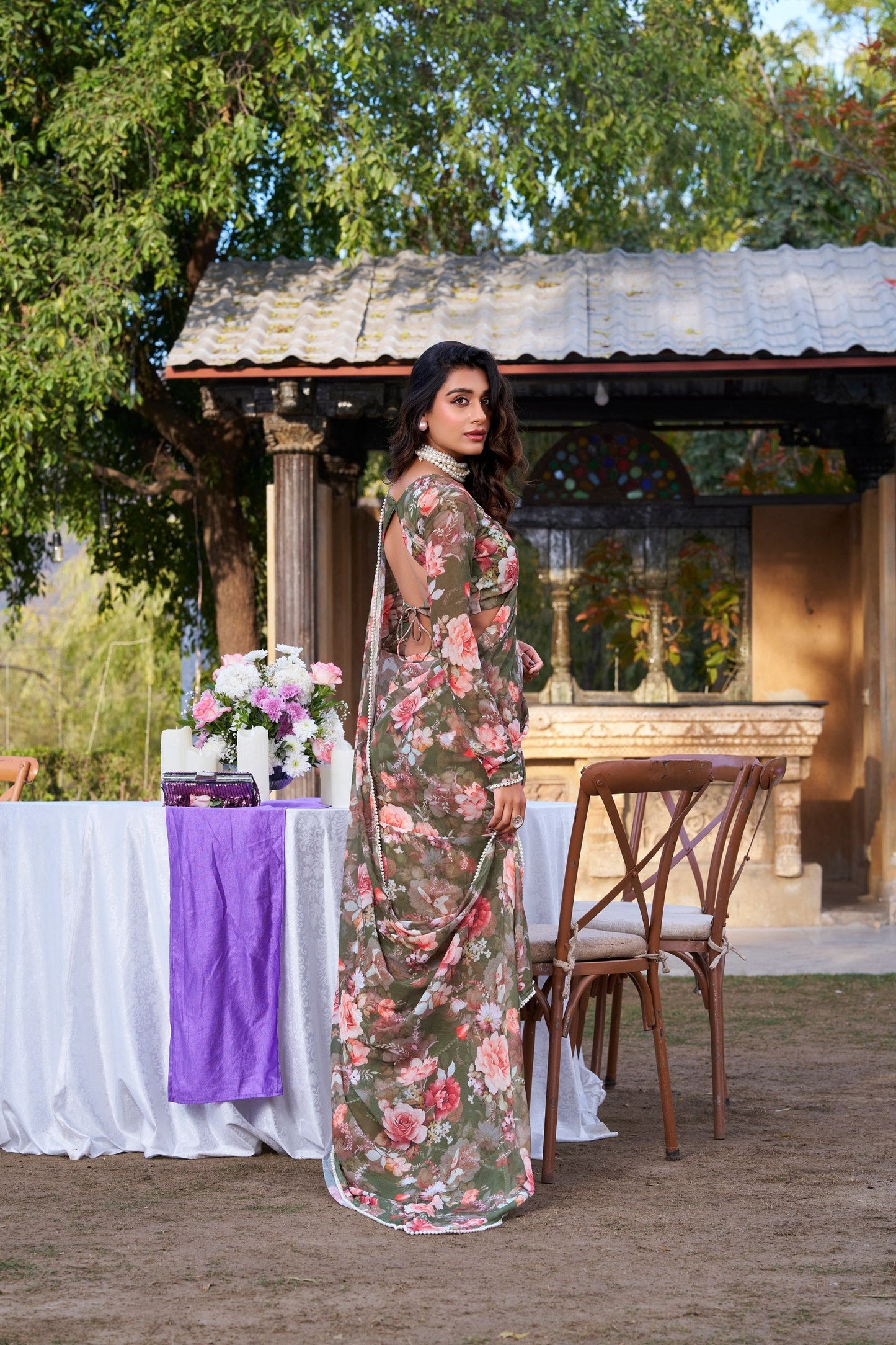 Designer Floral Weightless Marble Saree