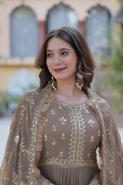 Designer Georgette Gown With Dupatta