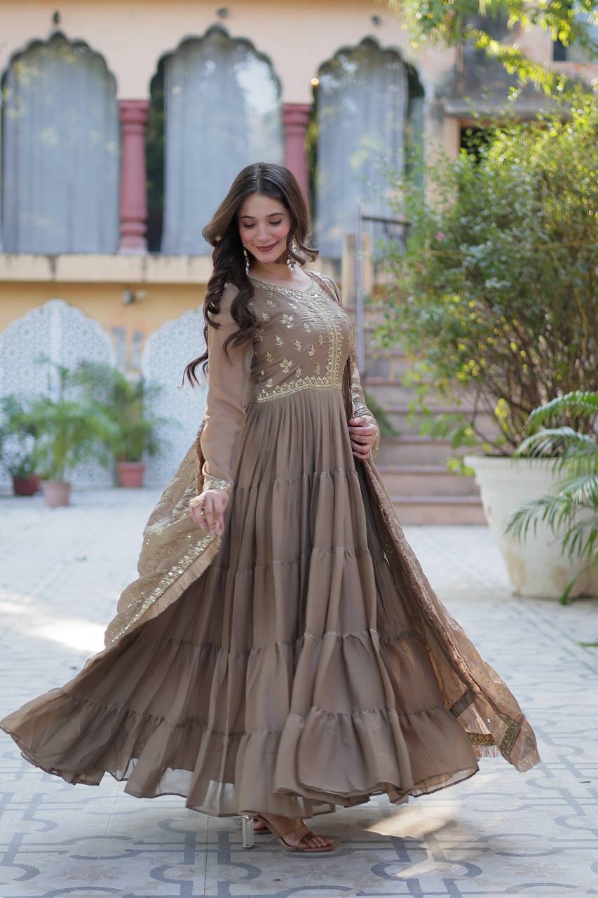 Designer Georgette Gown With Dupatta