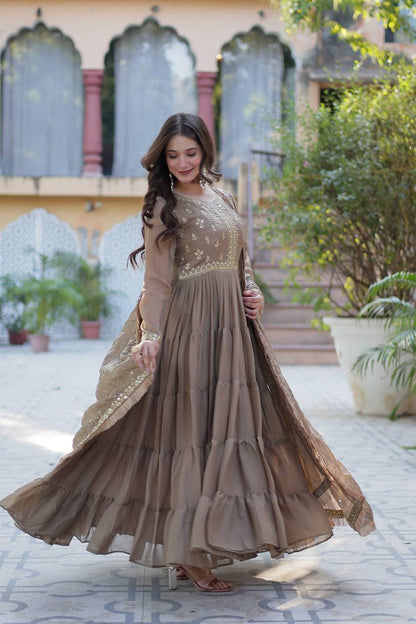 Designer Georgette Gown With Dupatta