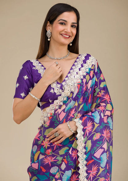 Purple Designer Georgette Saree