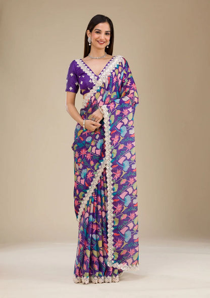 Purple Designer Georgette Saree