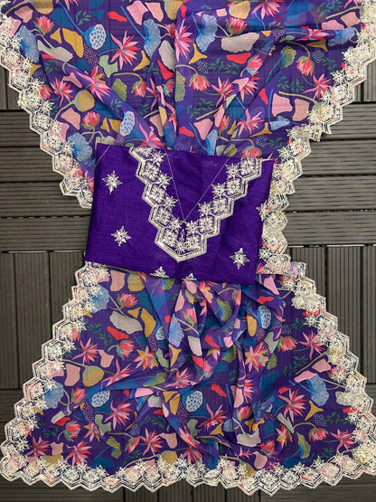 Purple Designer Georgette Saree