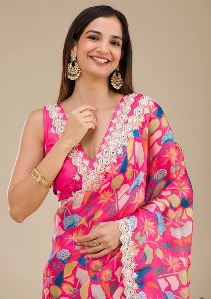 PInk Designer Georgette Saree