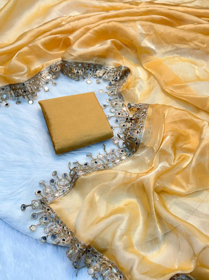 Designer Golden Tissue Silk Saree
