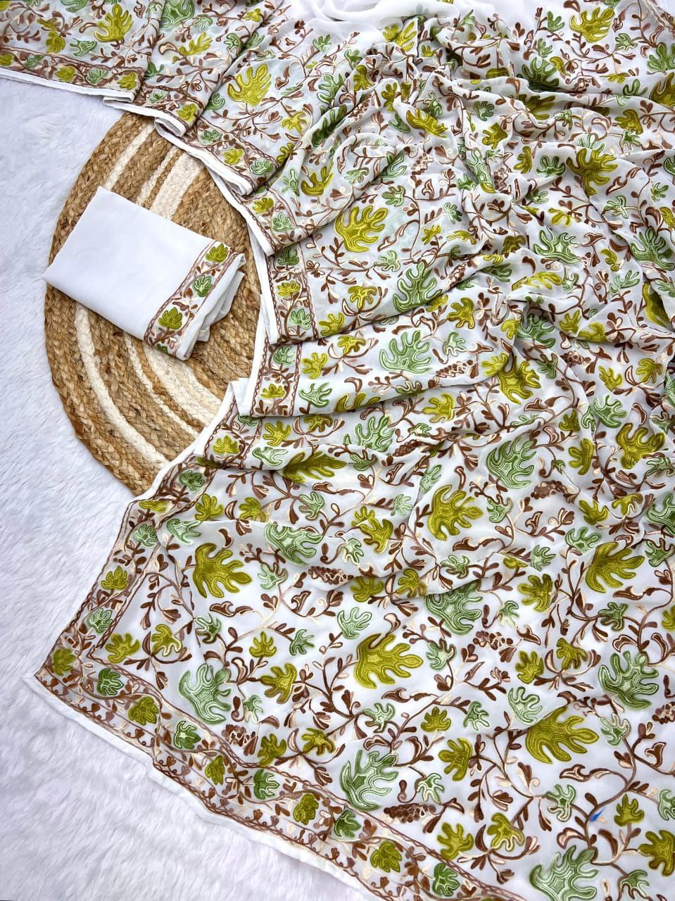 Designer Kashmiri Work Georgette Saree