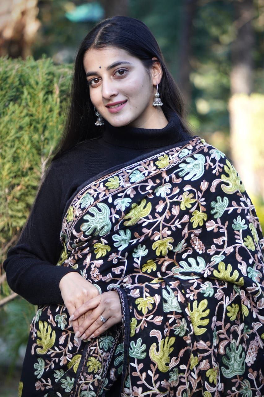 Designer Kashmiri Work Georgette Saree