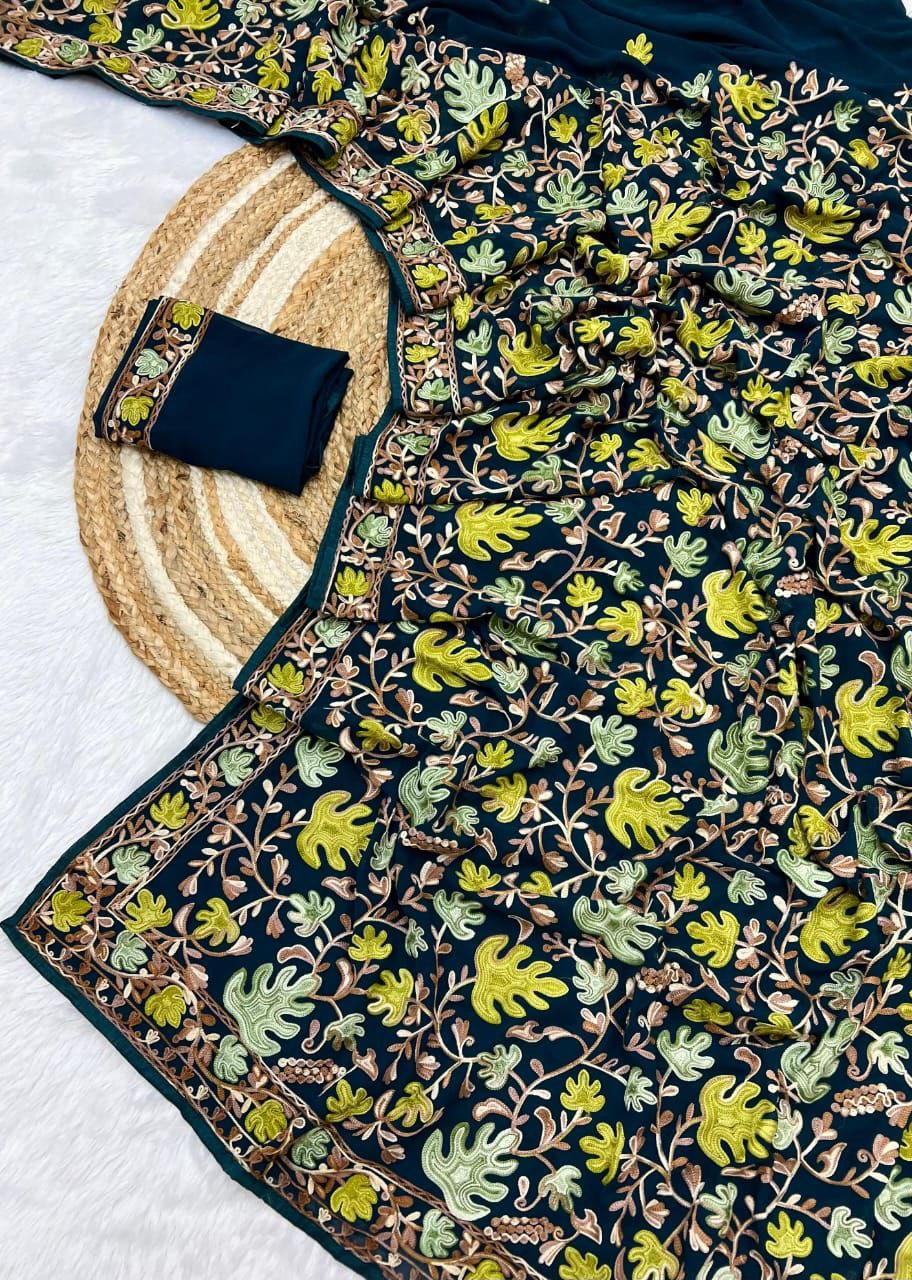 Designer Kashmiri Work Georgette Saree